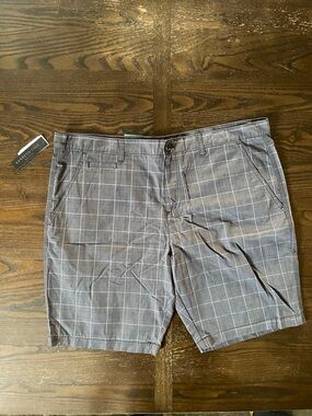 Kenneth Cole Gray Windowpane Flat Front Shorts